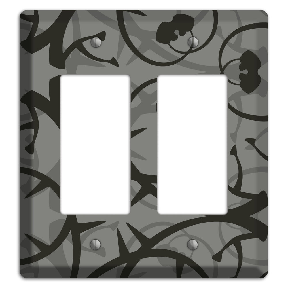 Grey with Black Retro Sprig 2 Rocker Wallplate