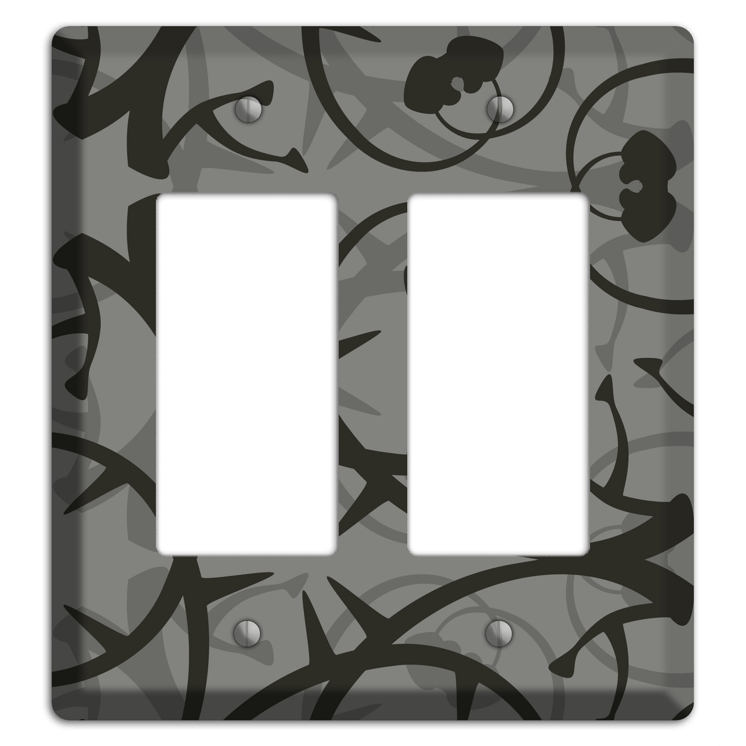 Grey with Black Retro Sprig 2 Rocker Wallplate