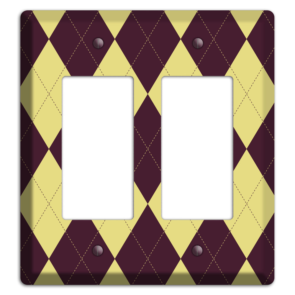 Yellow and Dark Maroon Argyle 2 Rocker Wallplate