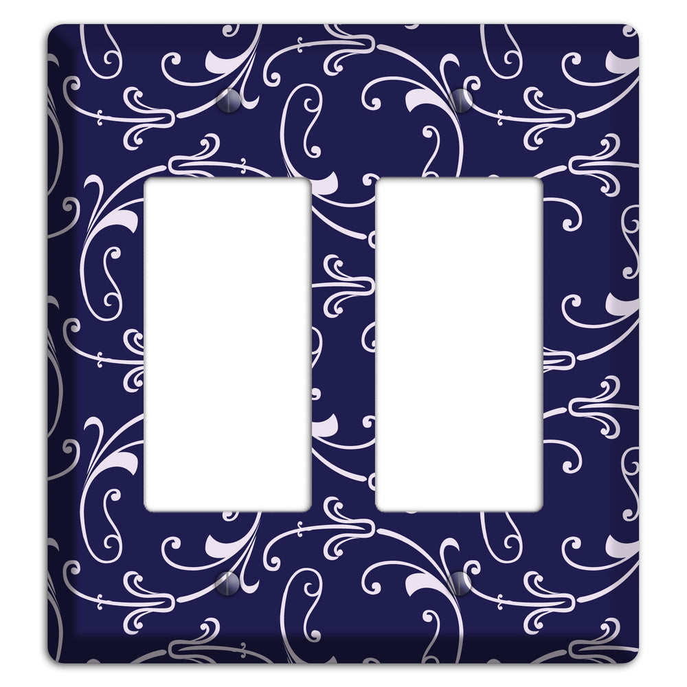 Navy Victorian Sprig 2 Rocker Wallplate