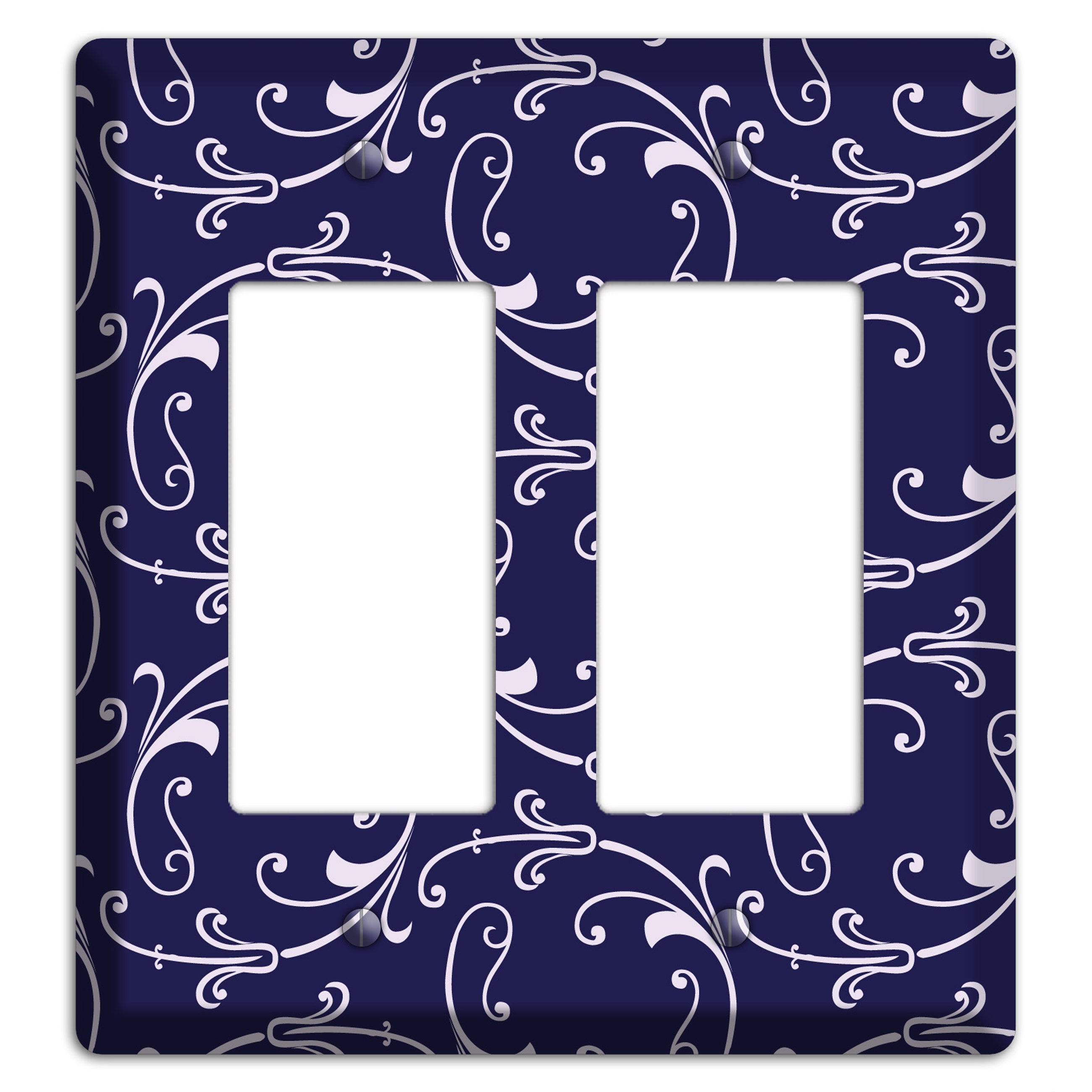 Navy Victorian Sprig 2 Rocker Wallplate
