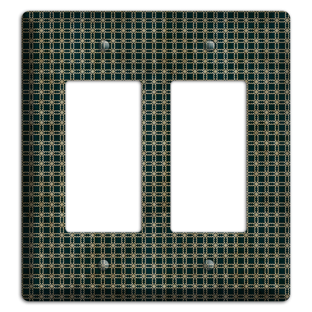 Dark Green Grunge Tiled Tiny Arabesque 2 Rocker Wallplate