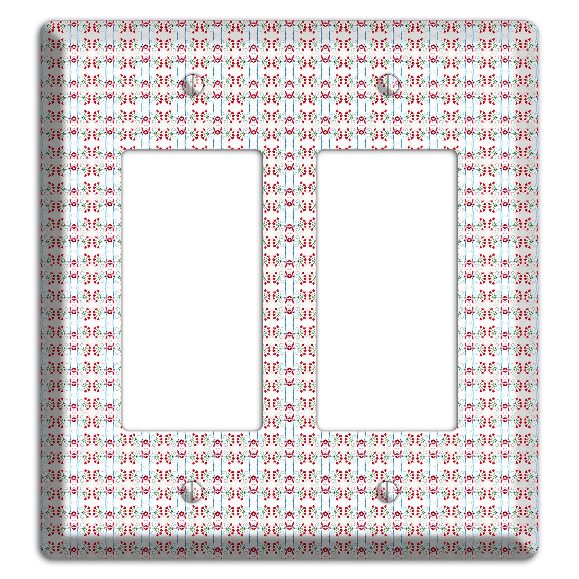 White with Red Blue Tapestry 2 Rocker Wallplate