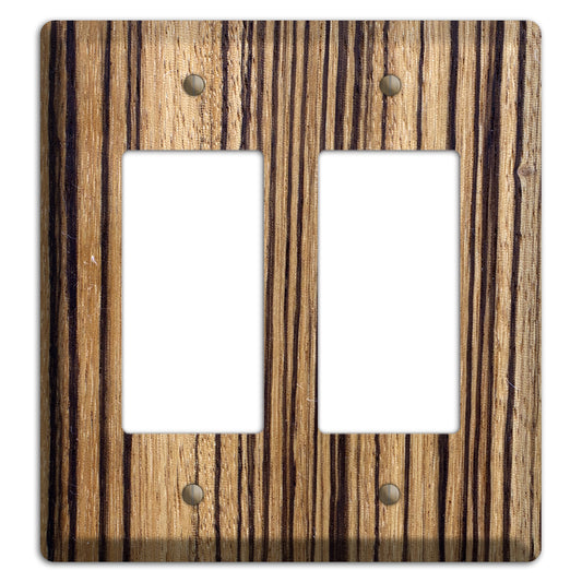 Zebrawood Wood Double Rocker Cover Plate