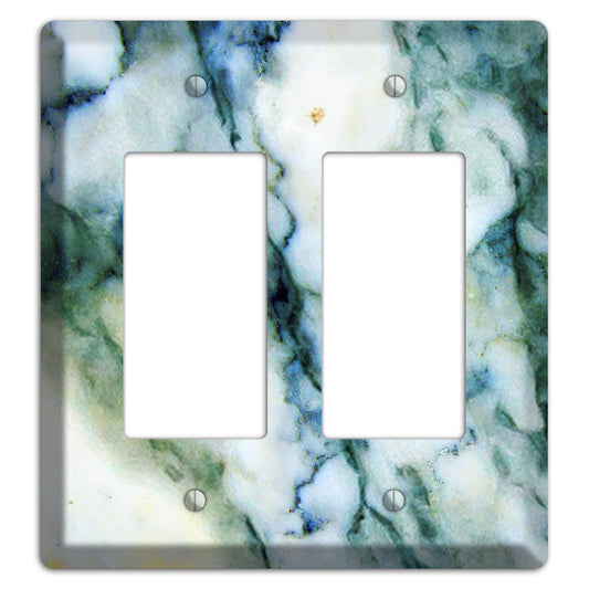 White, Green and Blue Marble 2 Rocker Wallplate
