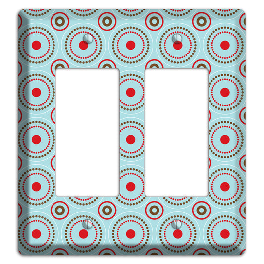 Dusty Blue with Red and Brown Retro Suzani 2 Rocker Wallplate
