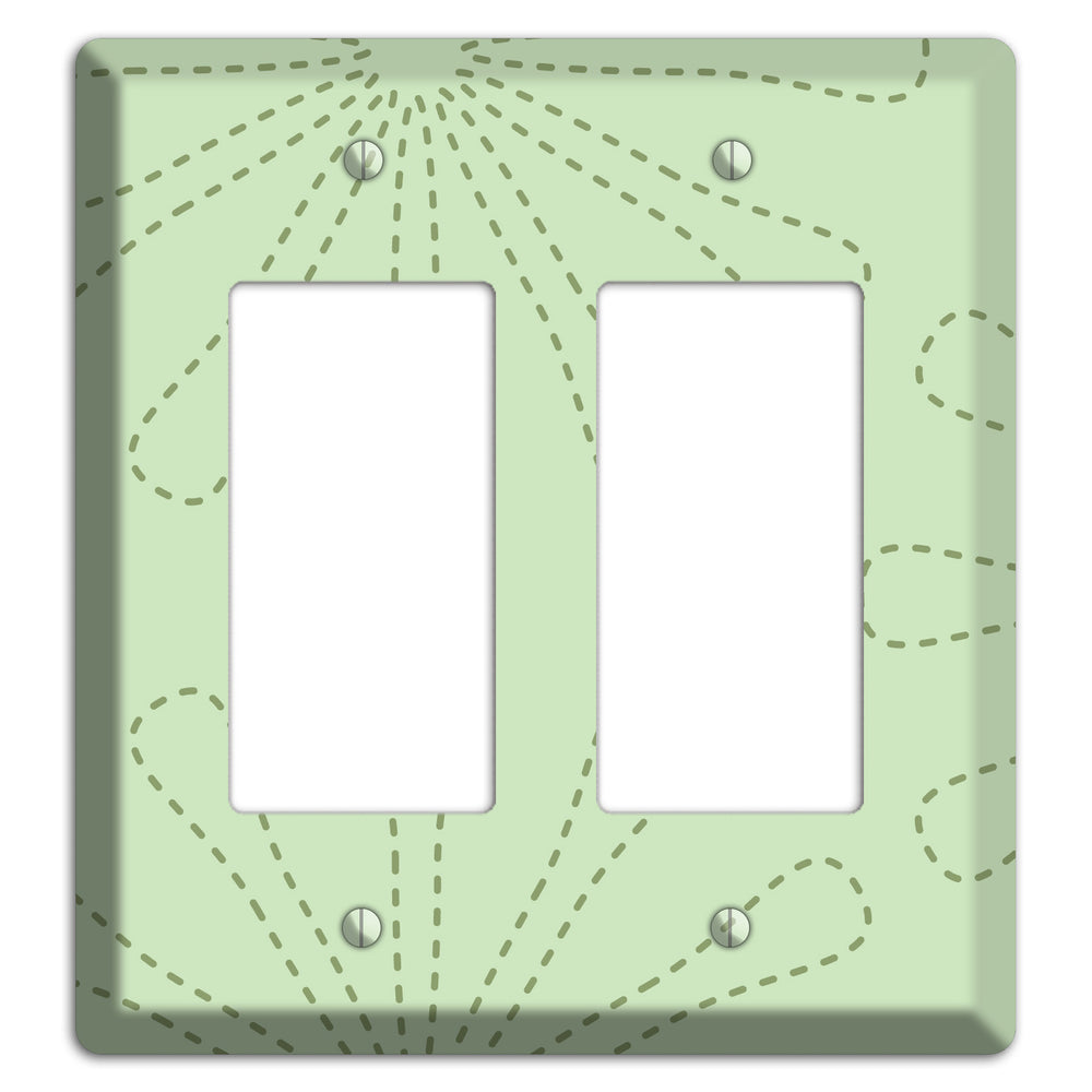 Sage Retro Stipple Floral Contour 2 Rocker Wallplate