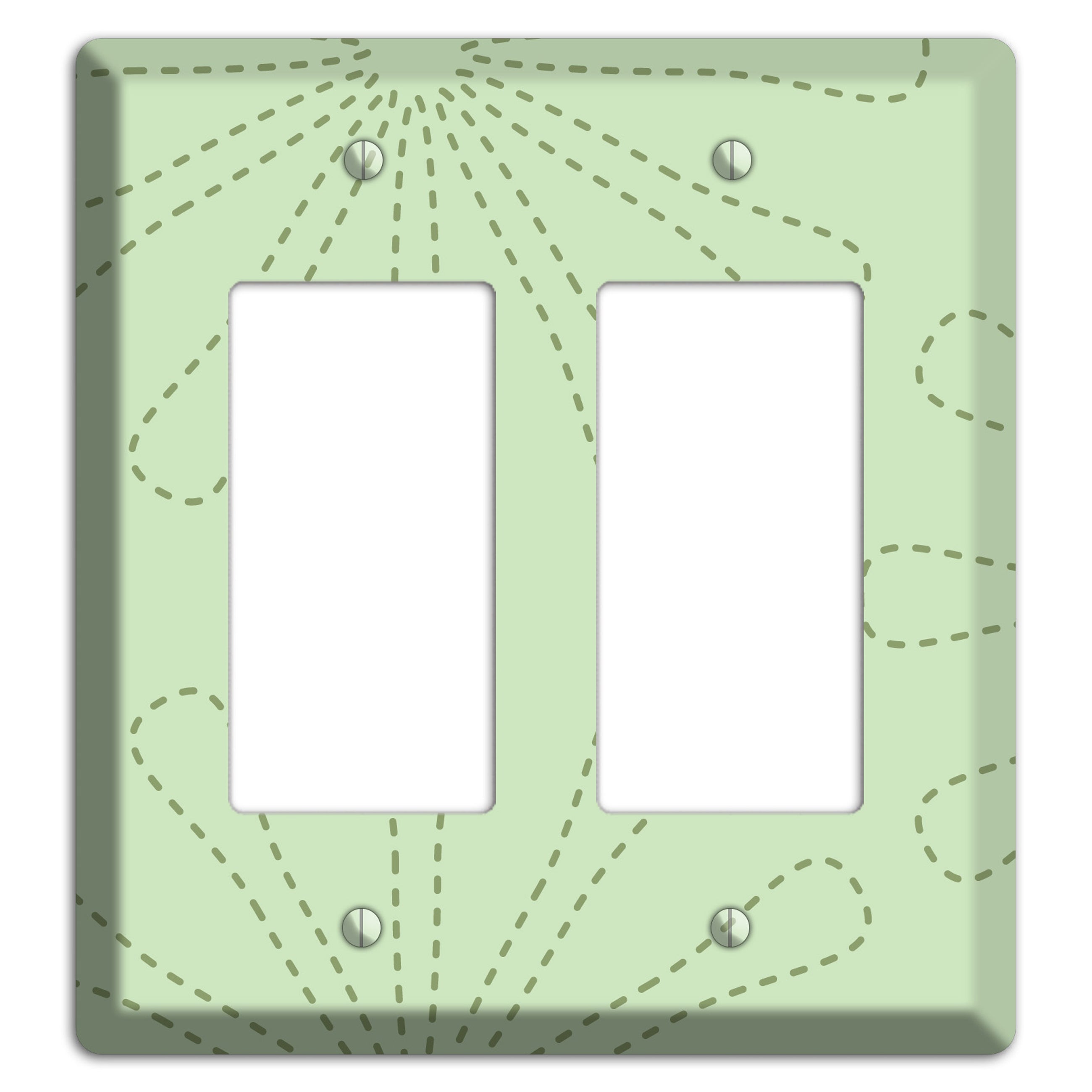 Sage Retro Stipple Floral Contour 2 Rocker Wallplate