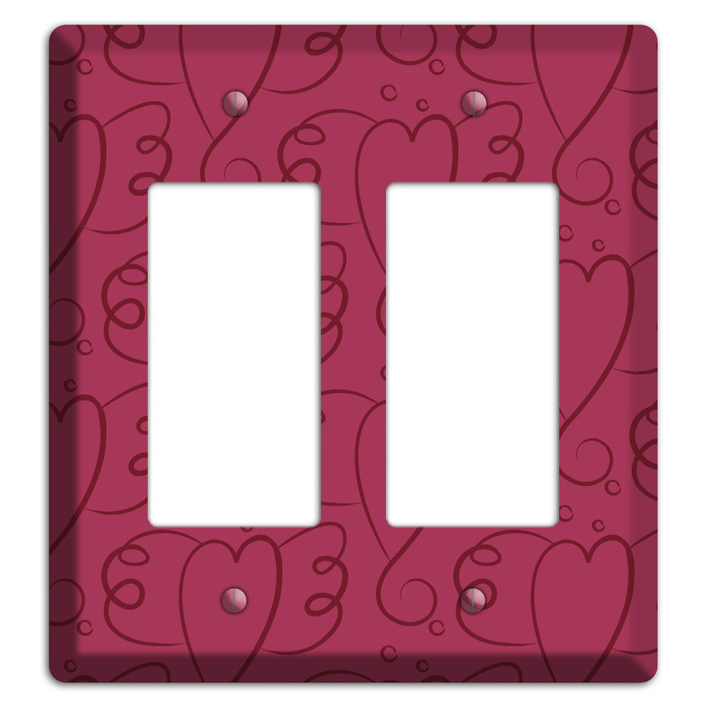 Fuschia Winged Hearts 2 Rocker Wallplate