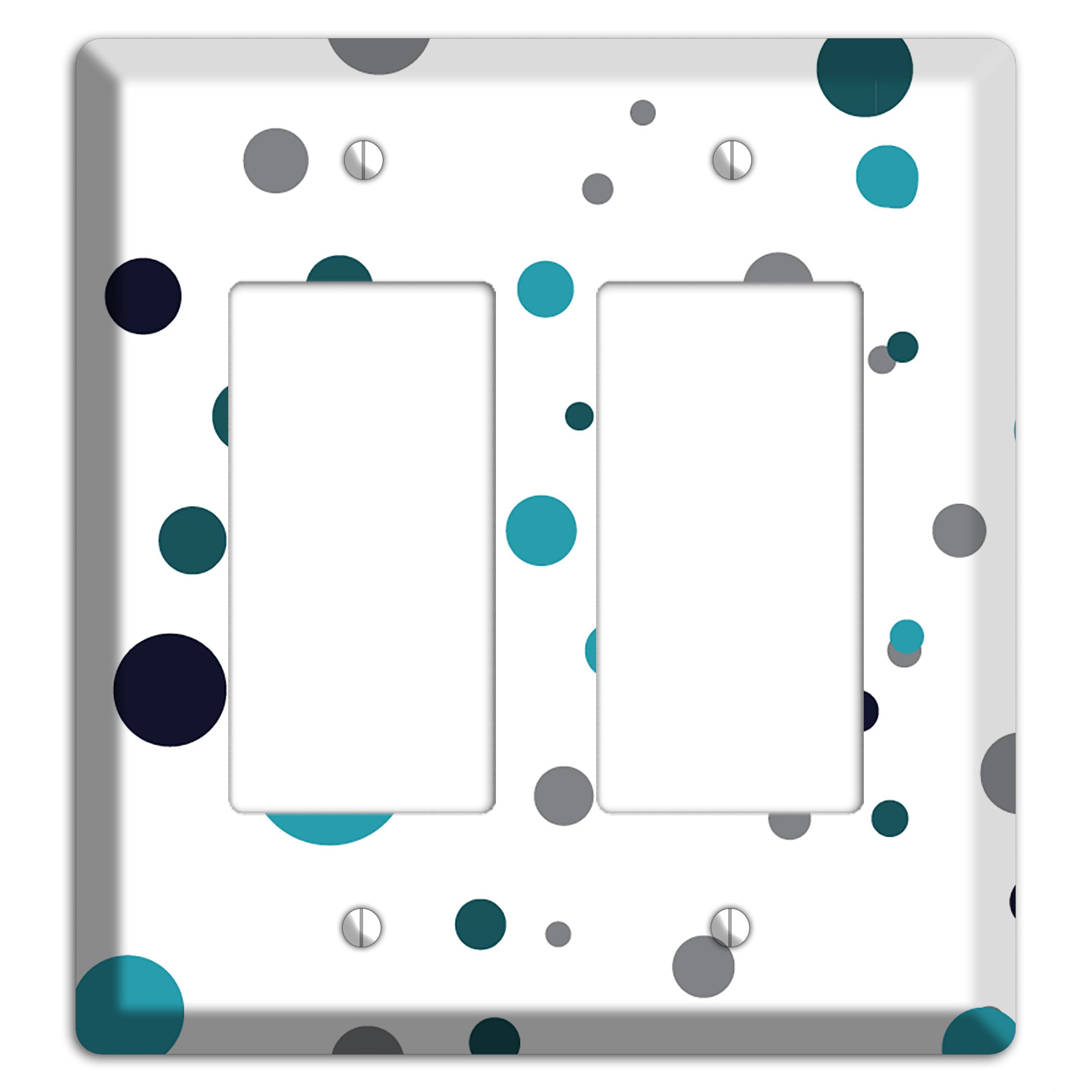 Teal and Blue Dots 2 Rocker Wallplate