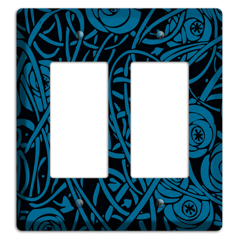 Black and Blue Deco Floral 2 Rocker Wallplate