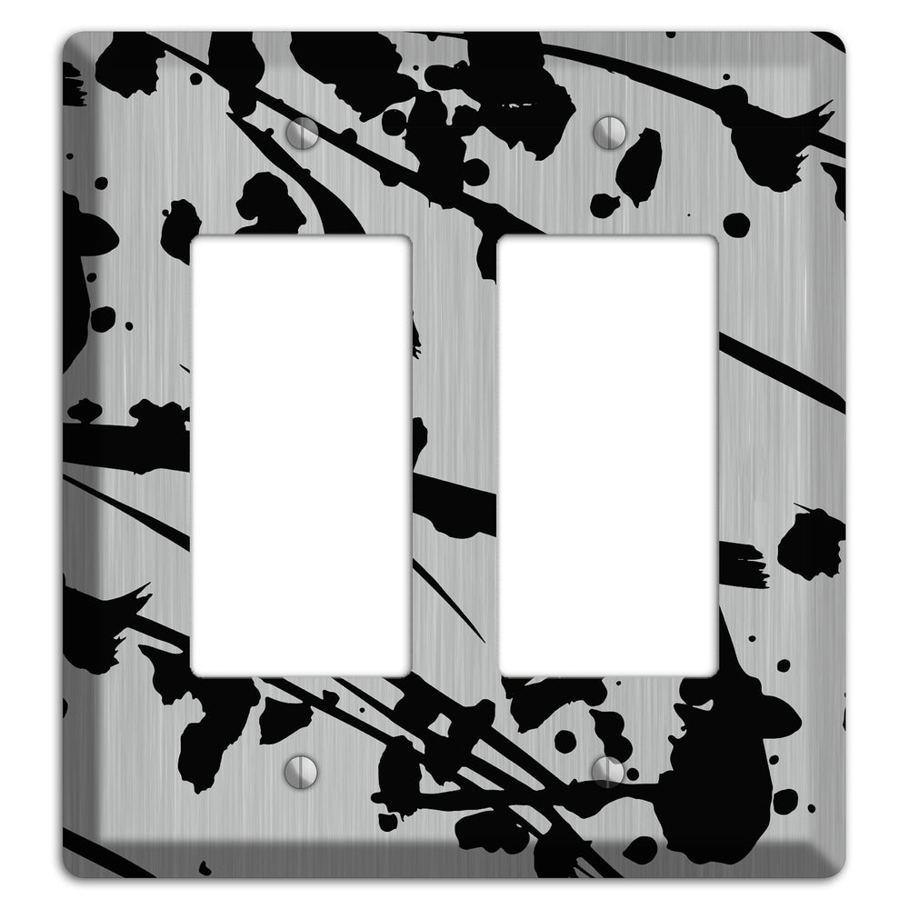 Ink Splash 6 Stainless Steel 2 Rocker Wallplate