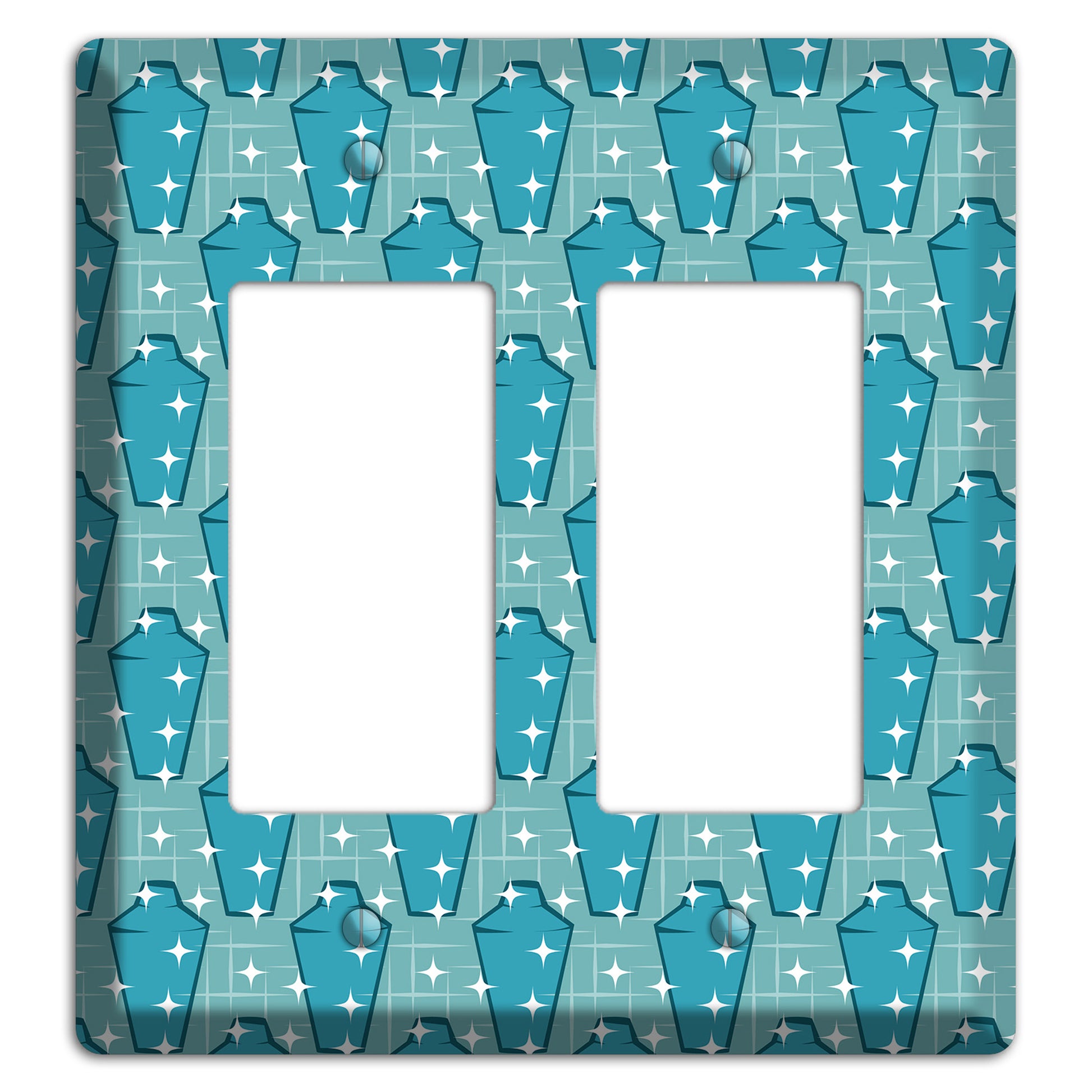 Retro Cocktail Shakers 2 Rocker Wallplate