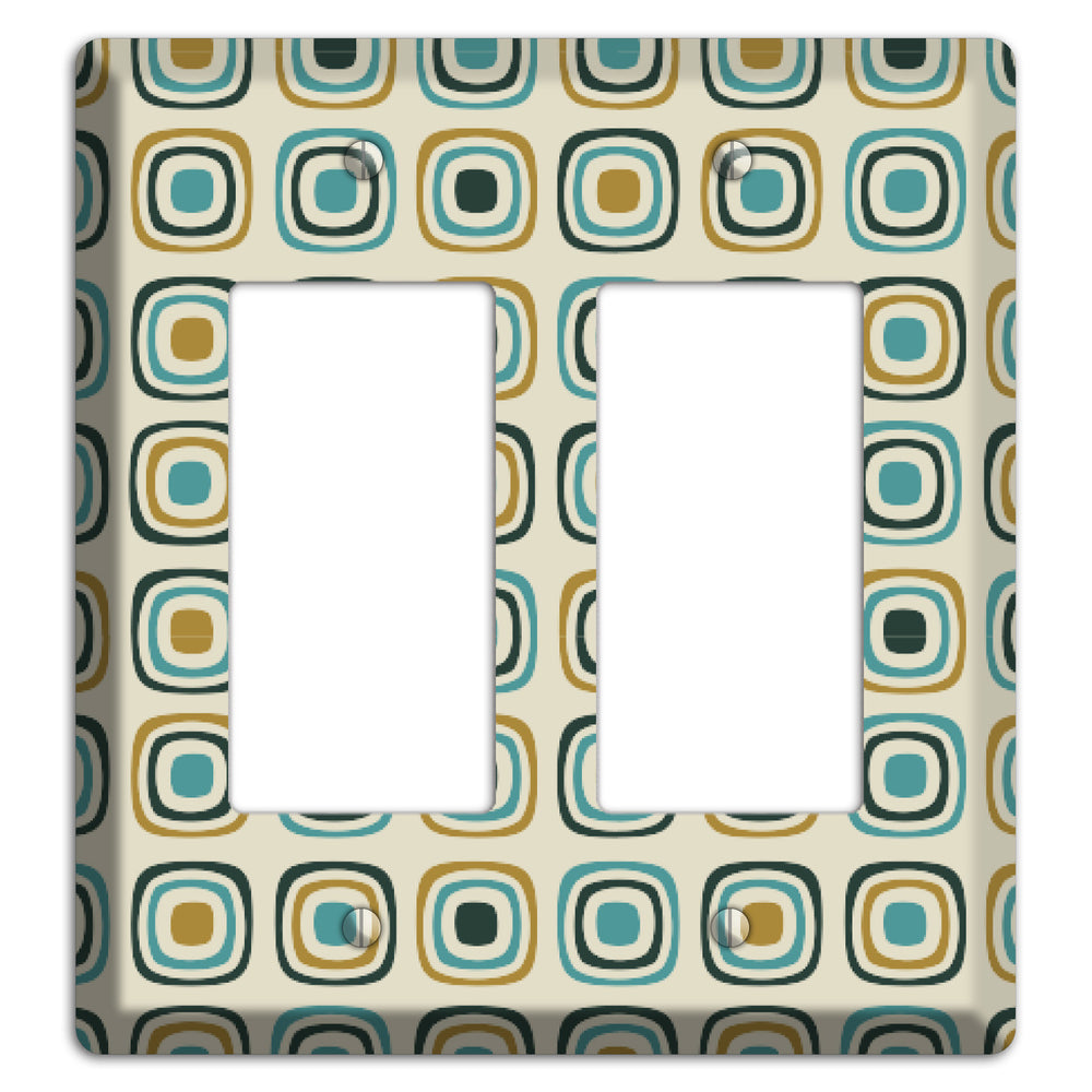 Yellow and Blue Rounded Squares 2 Rocker Wallplate