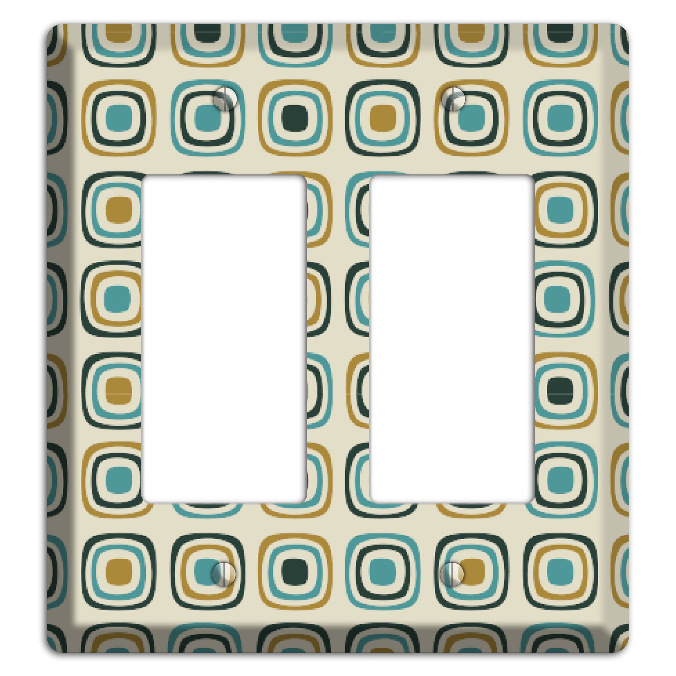 Yellow and Blue Rounded Squares 2 Rocker Wallplate
