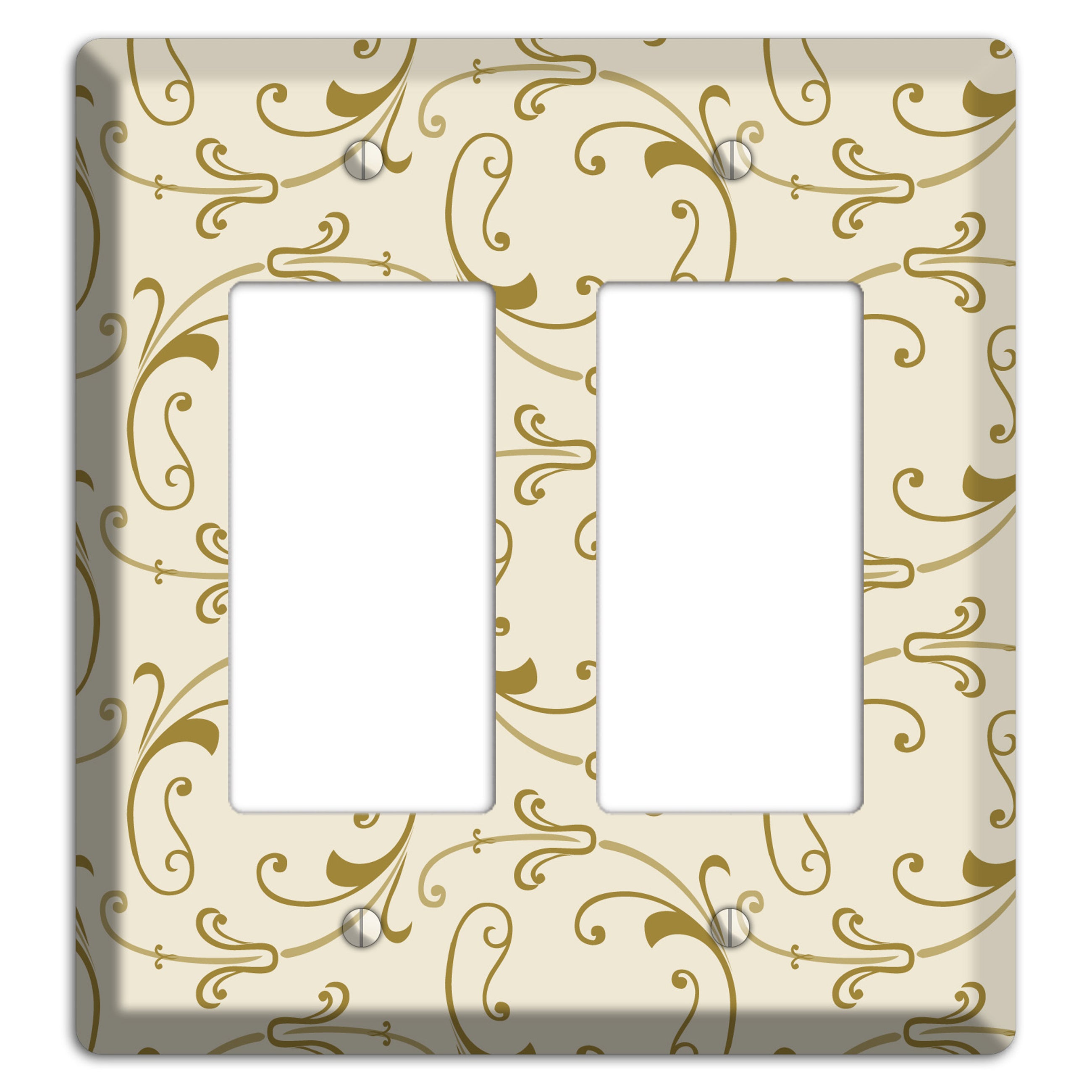 Off White with Gold Victorian Sprig 2 Rocker Wallplate