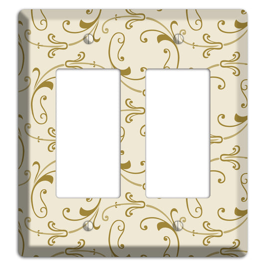 Off White with Gold Victorian Sprig 2 Rocker Wallplate