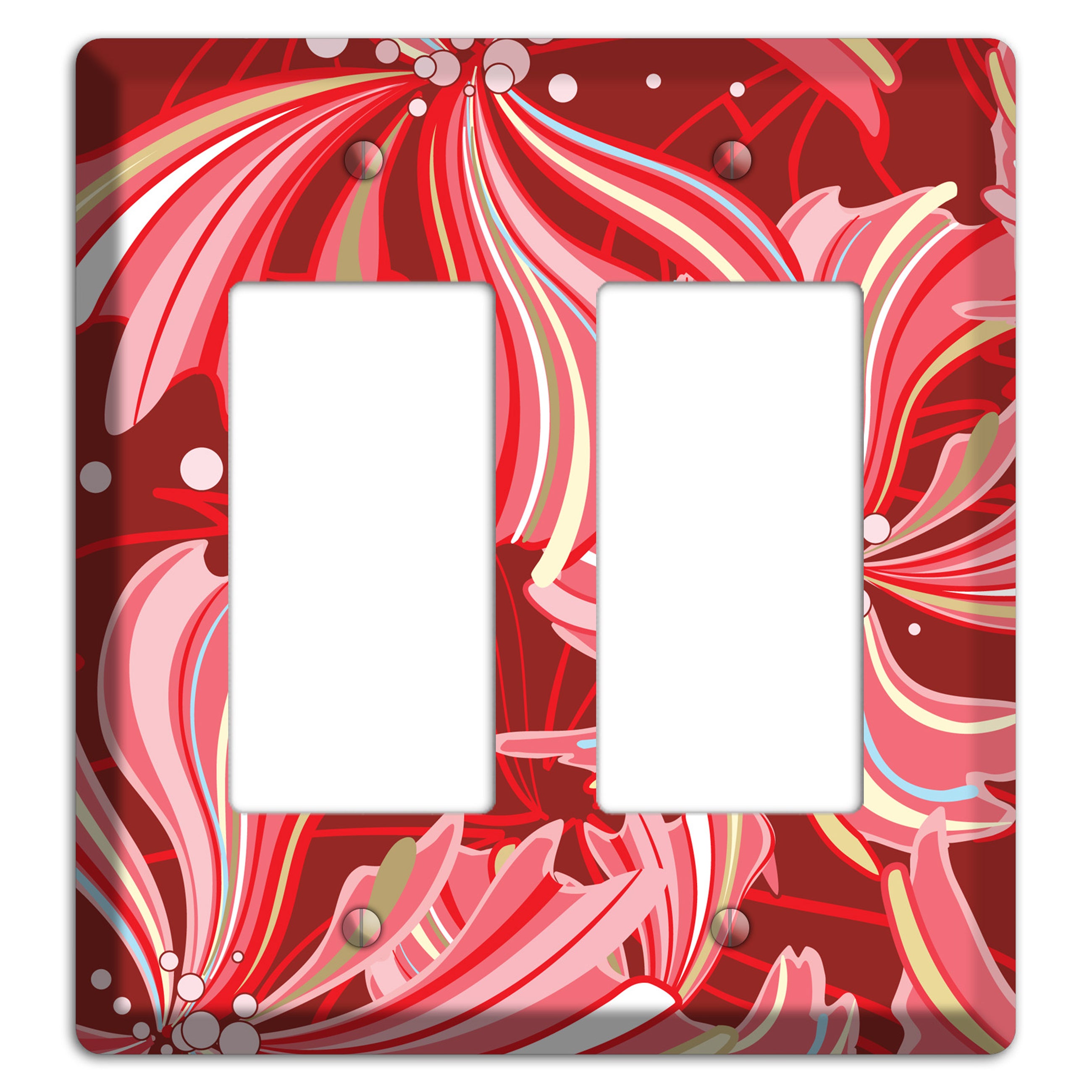 Red Deco Blossoms 2 Rocker Wallplate