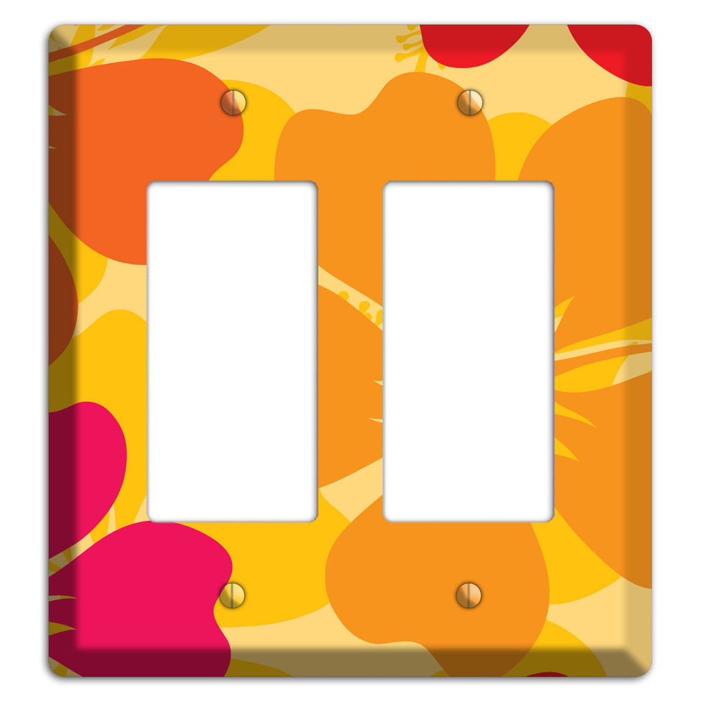 Orange Retro Flowers 2 2 Rocker Wallplate