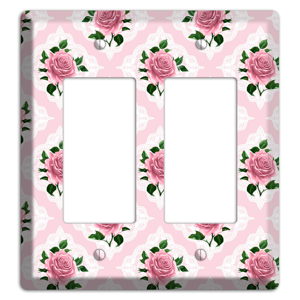 Pink Rose Doily 2 Rocker Wallplate
