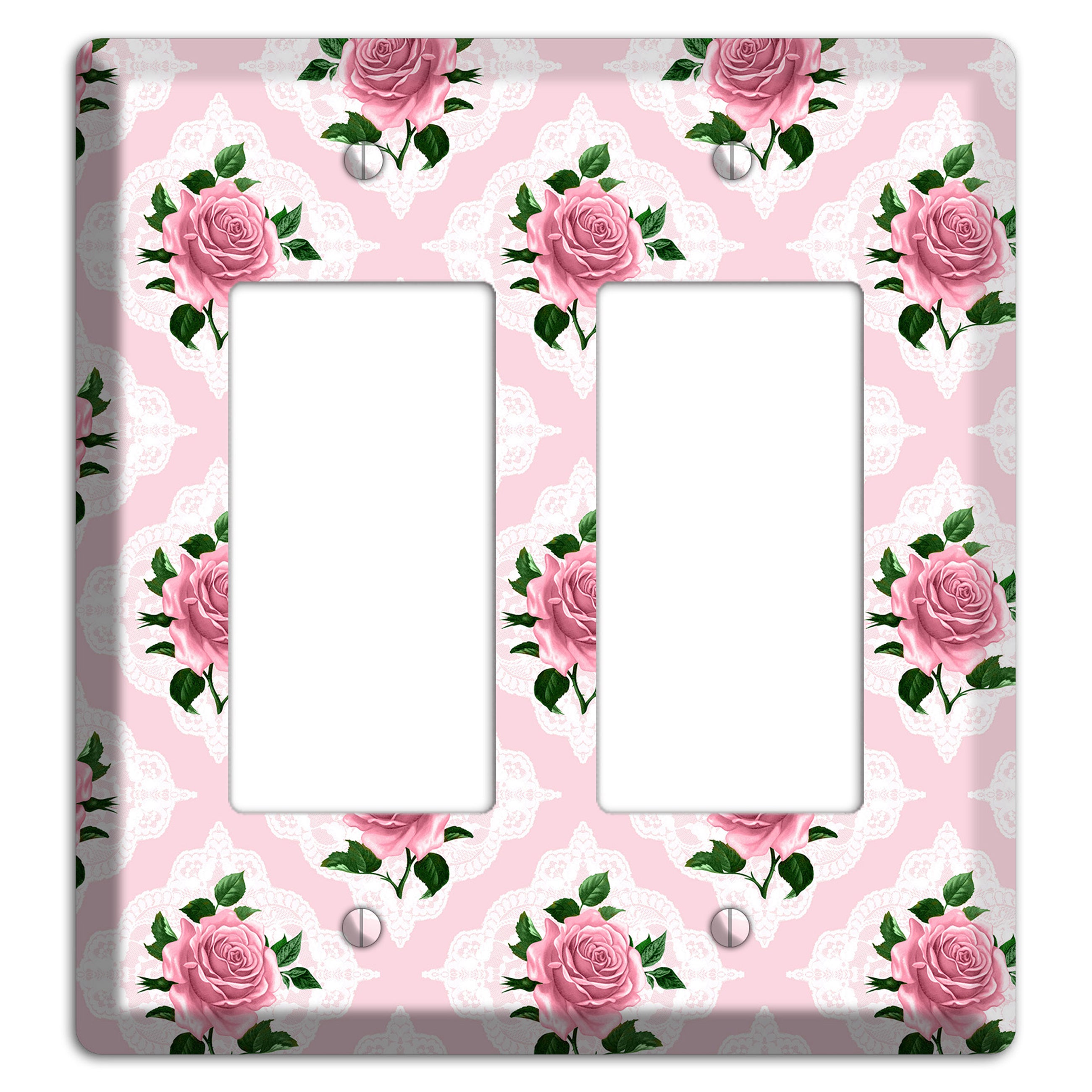 Pink Rose Doily 2 Rocker Wallplate