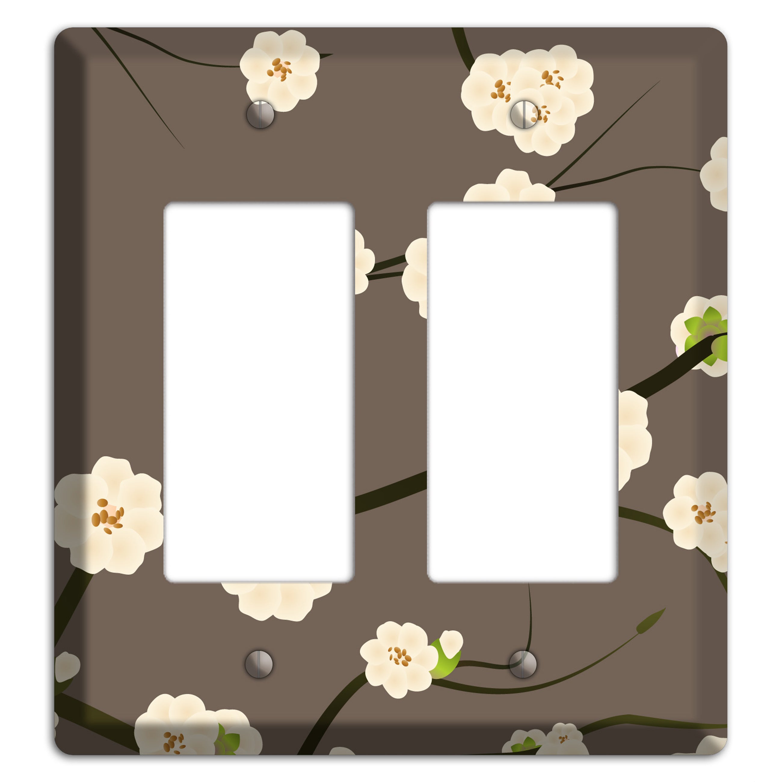 Yellow and Brown Cherry Blossoms 2 Rocker Wallplate