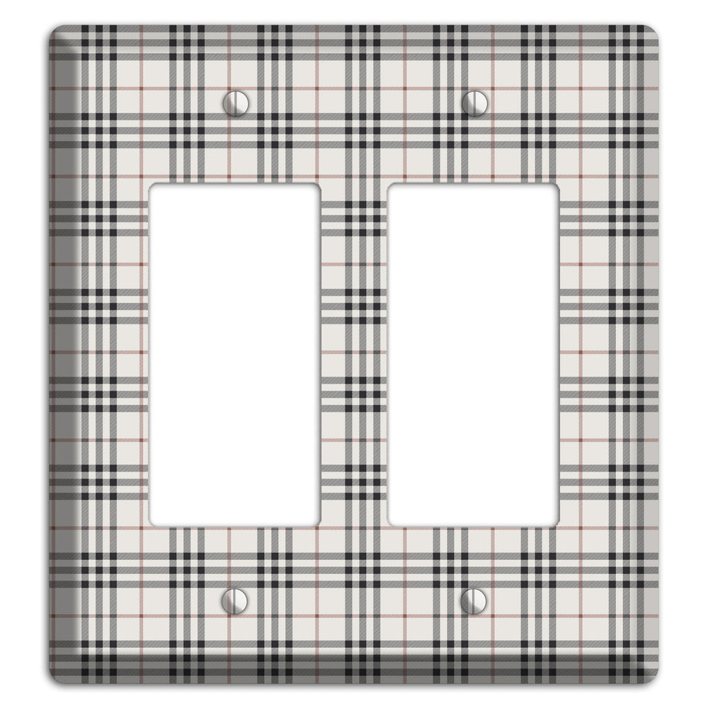 White and Black Plaid 2 Rocker Wallplate