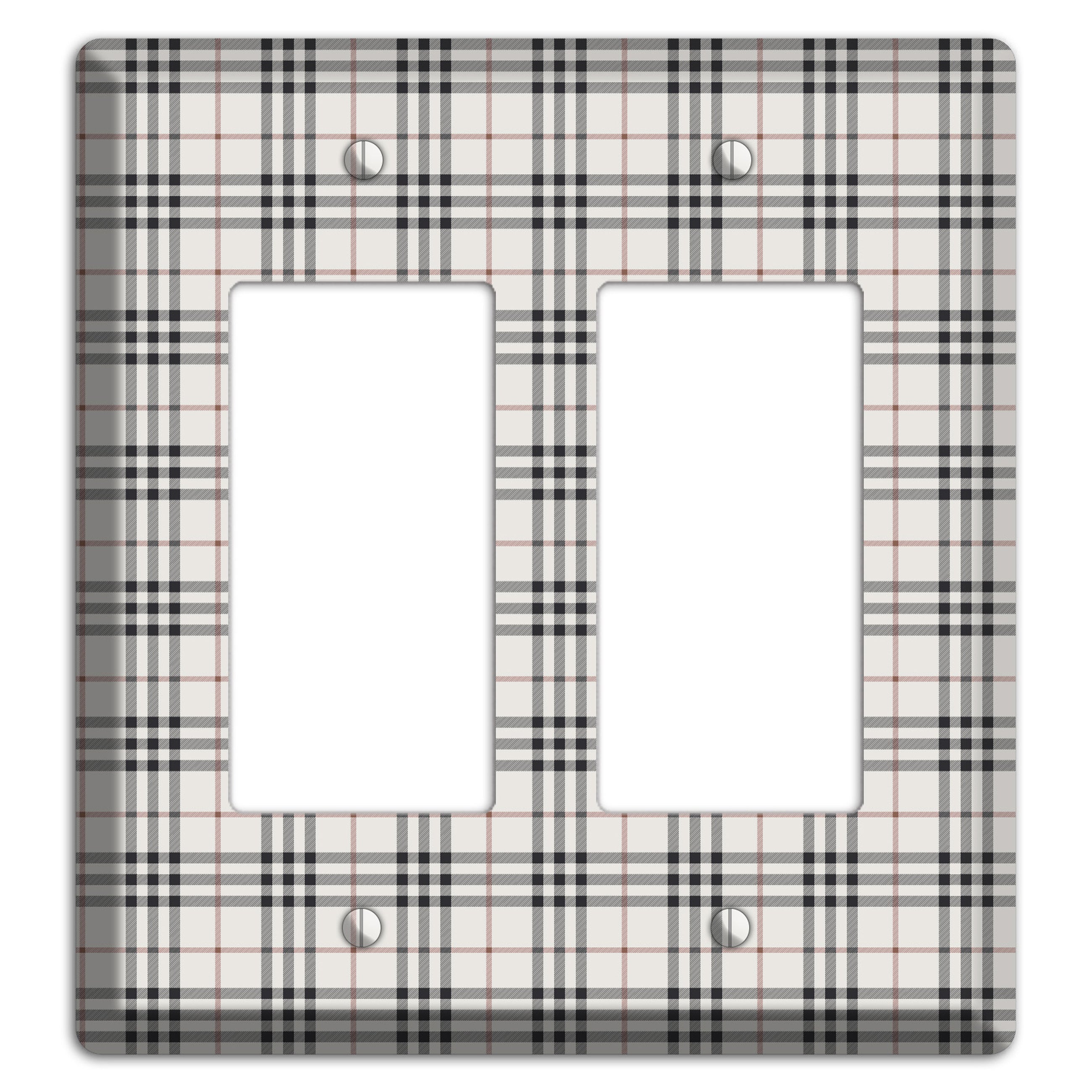 White and Black Plaid 2 Rocker Wallplate