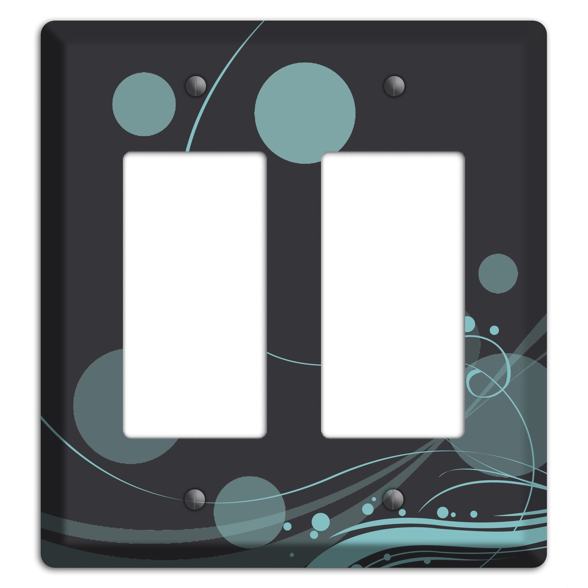 Dark Grey with Blue-grey Dots and Swirls 2 Rocker Wallplate