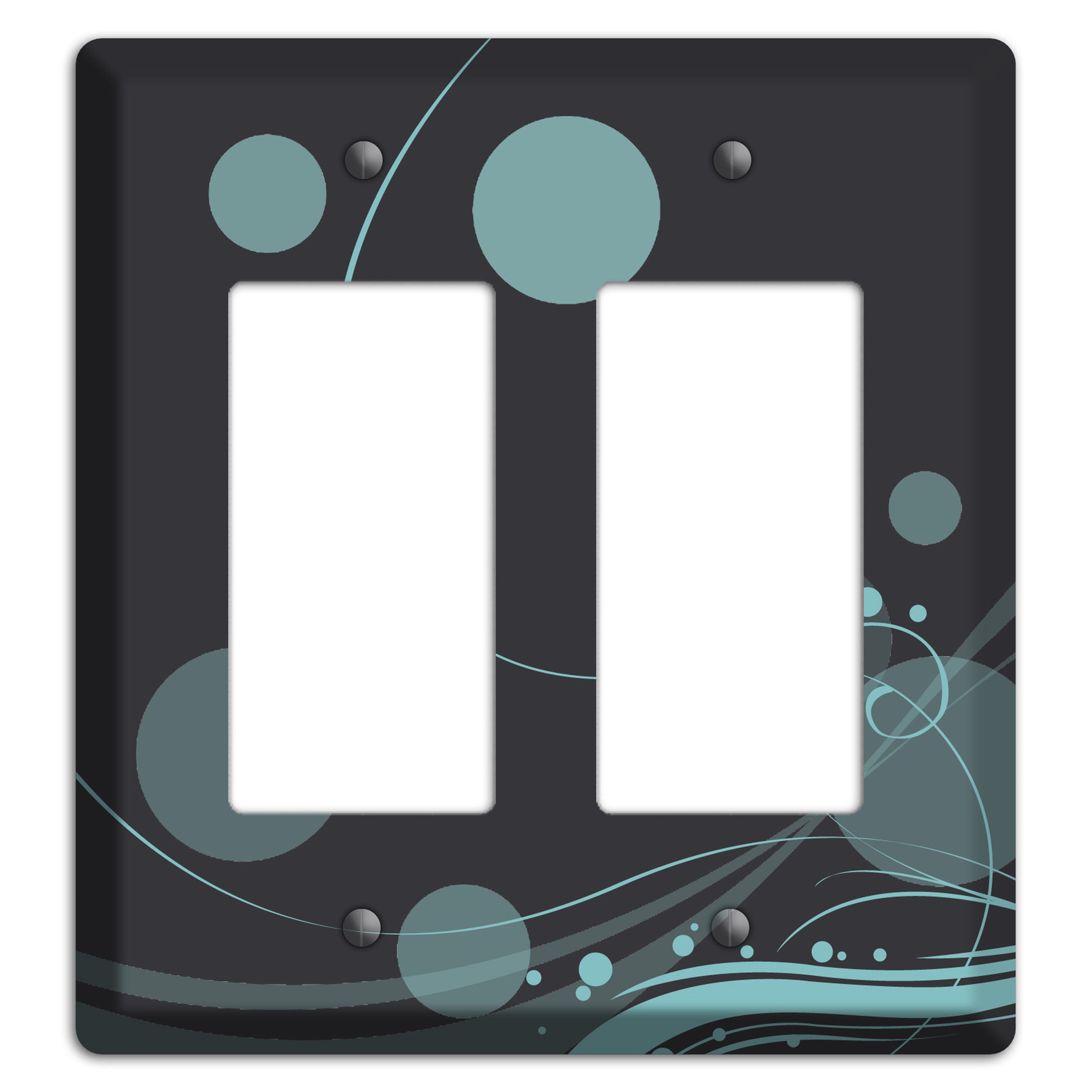Dark Grey with Blue-grey Dots and Swirls 2 Rocker Wallplate