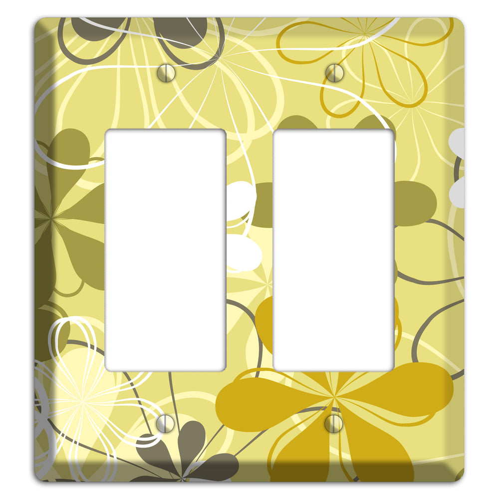 Olive Retro Flowers 2 Rocker Wallplate