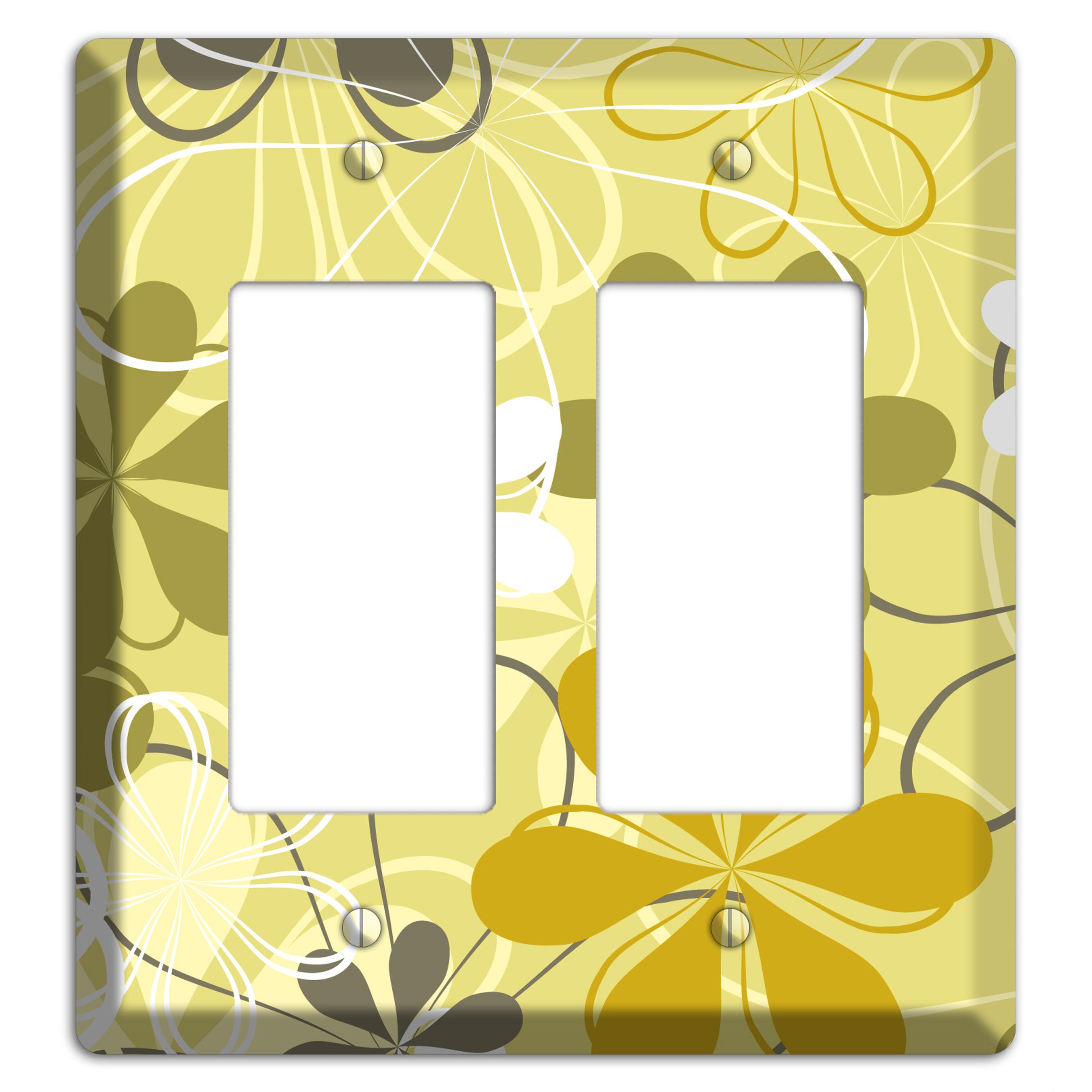 Olive Retro Flowers 2 Rocker Wallplate