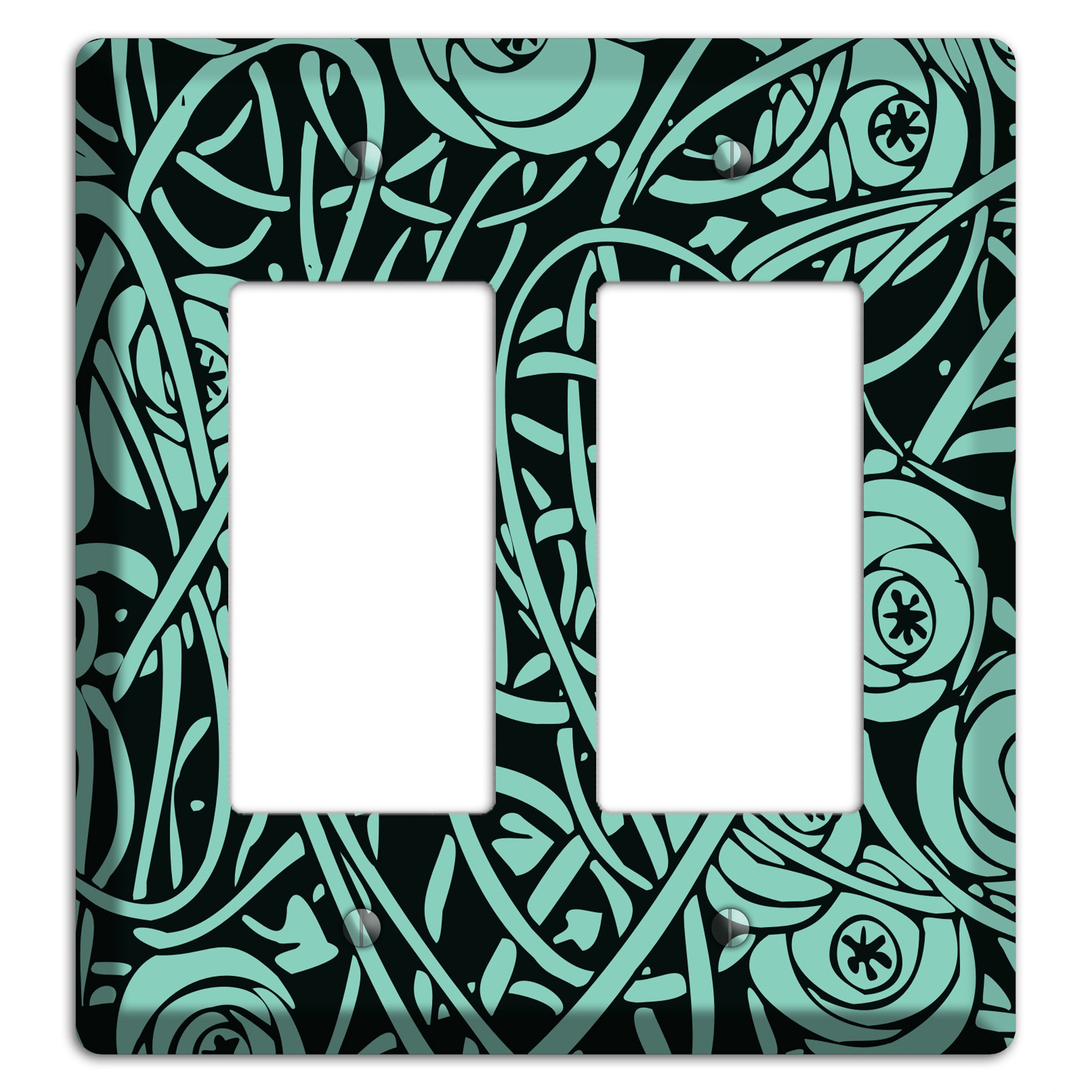 Teal Deco Floral 2 Rocker Wallplate