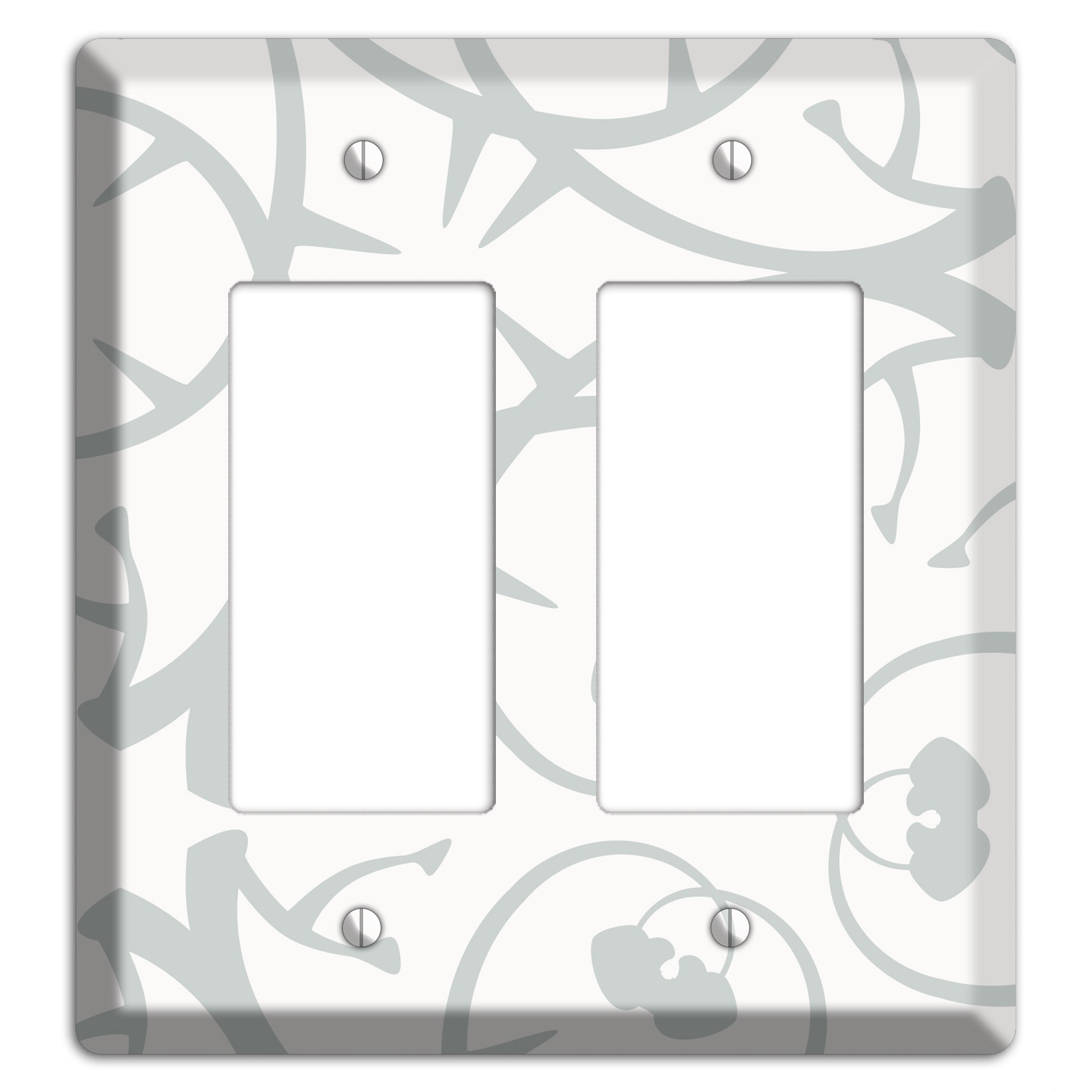 White with Grey Abstract Swirl 2 Rocker Wallplate