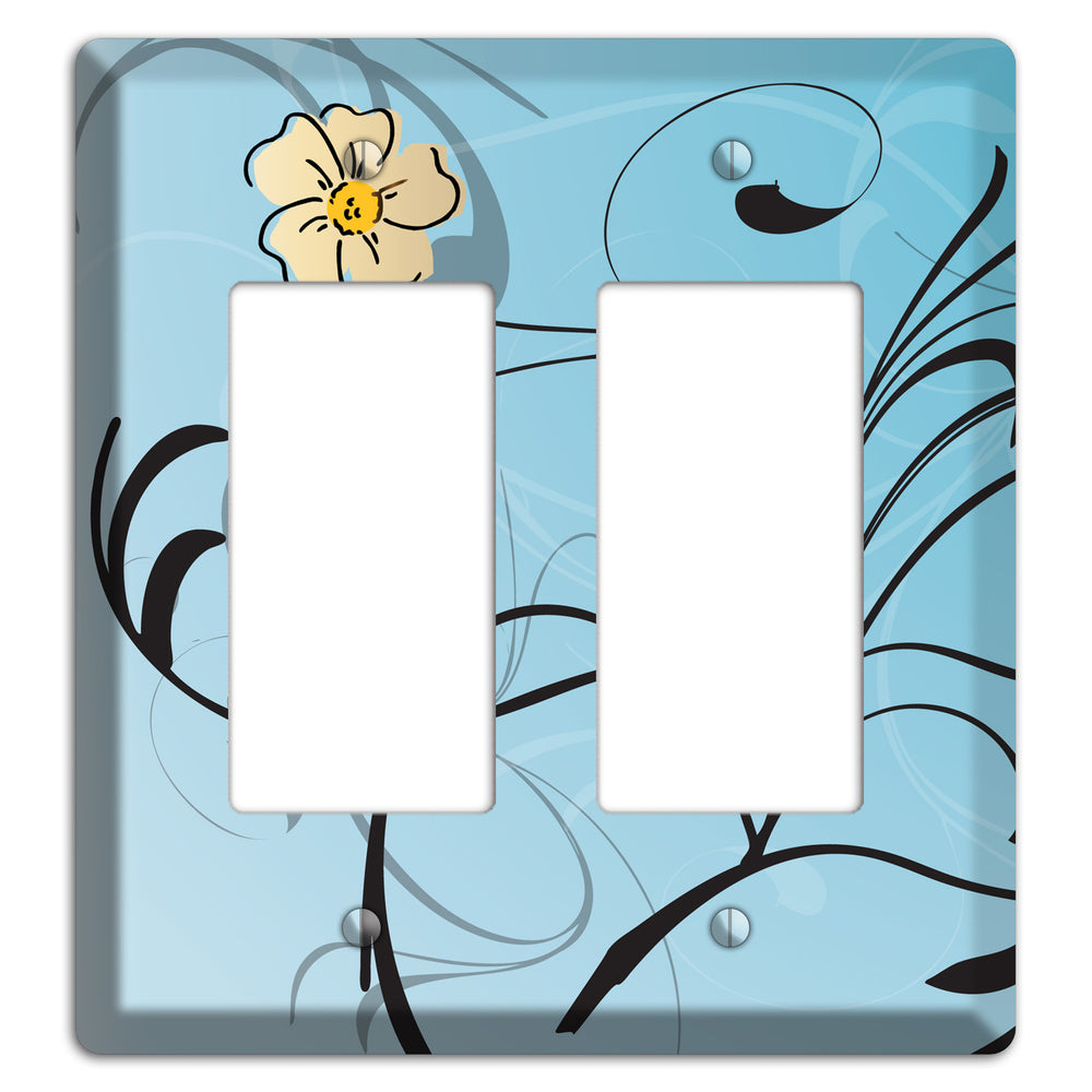Blue Flower with Swirl 2 Rocker Wallplate