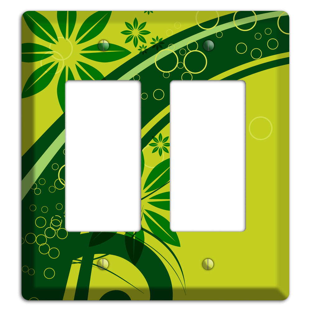 Green Retro Floral 2 Rocker Wallplate
