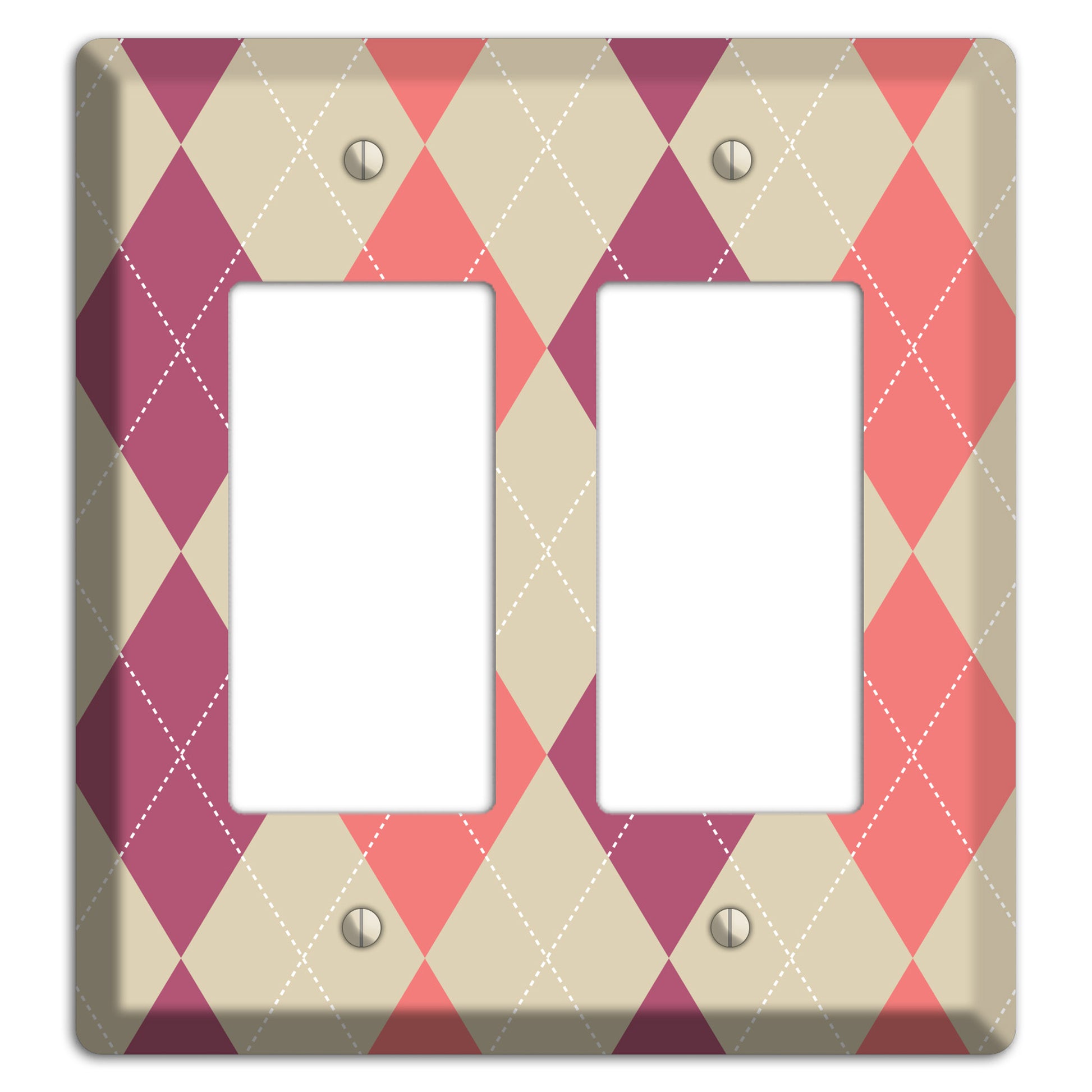 Pink and Tan Argyle 2 Rocker Wallplate