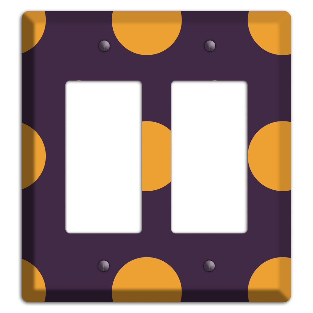 Eggplant with Orange and Lime Multi Tiled Medium Dots 2 Rocker Wallplate