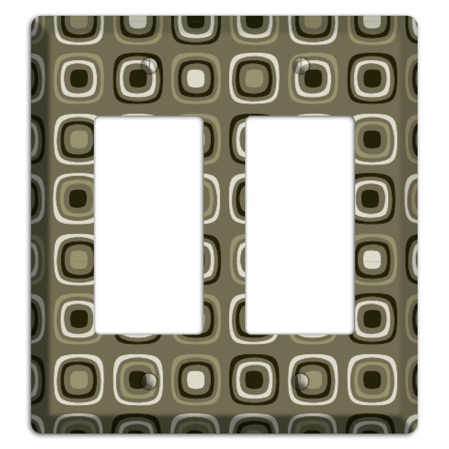 Multi Olive and Brown Retro Squares 2 Rocker Wallplate