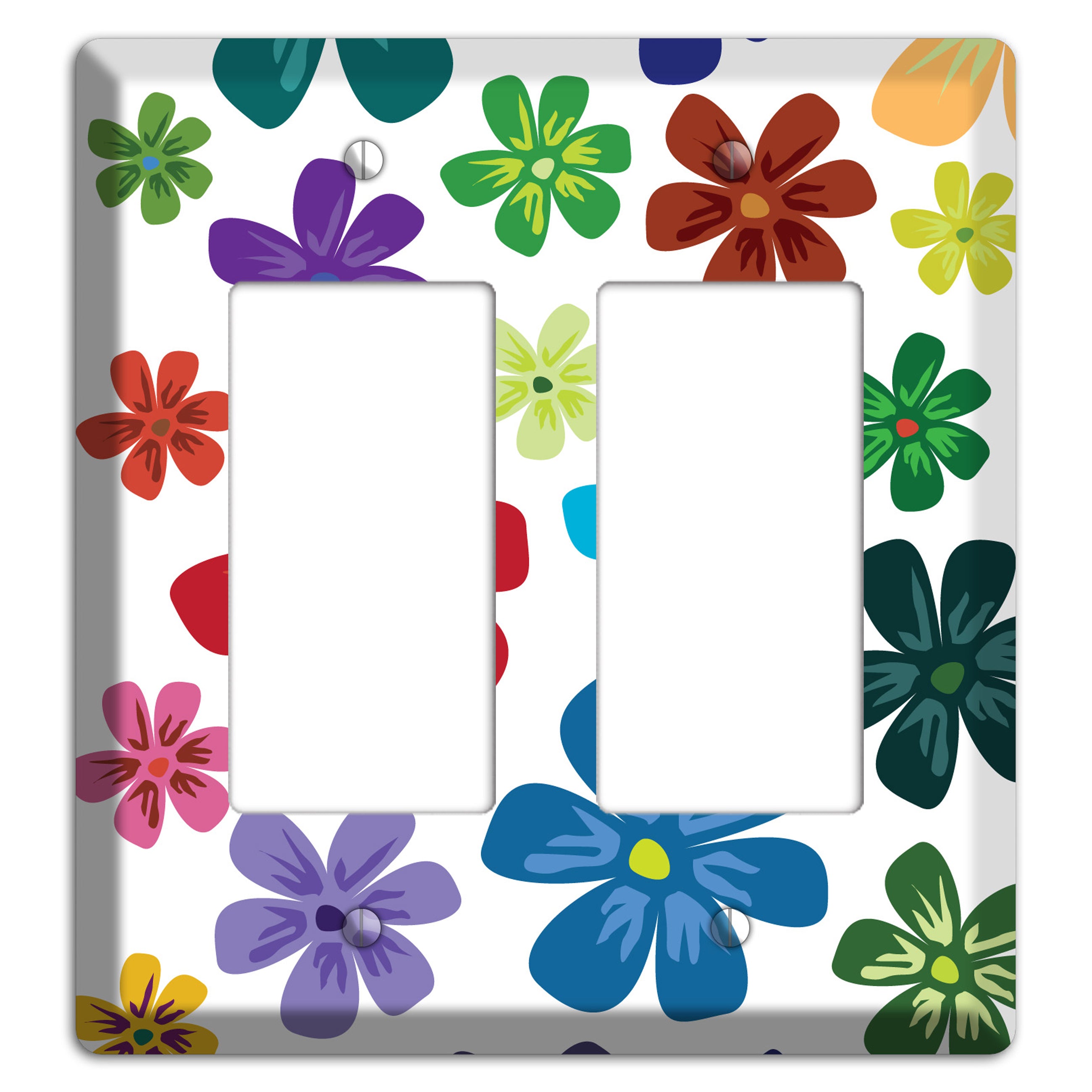 White Flowers 2 Rocker Wallplate
