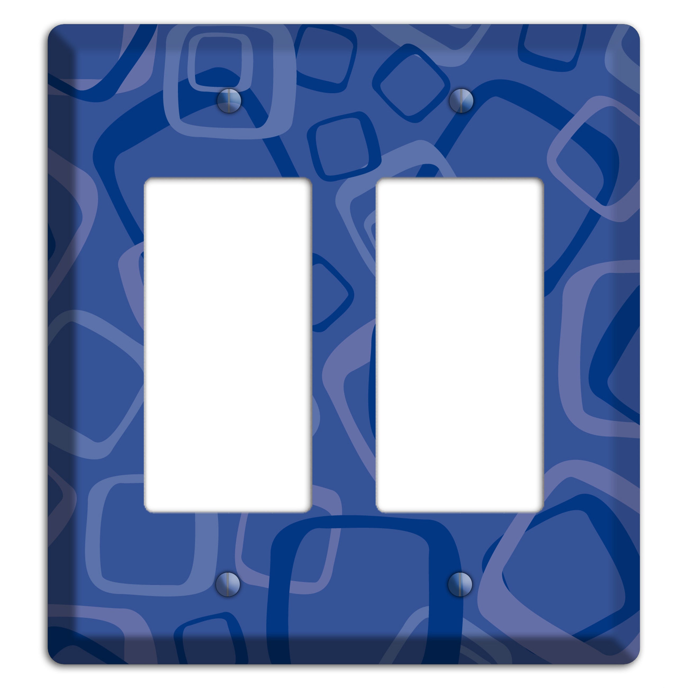 Multi Blue Random Retro Squares 2 Rocker Wallplate