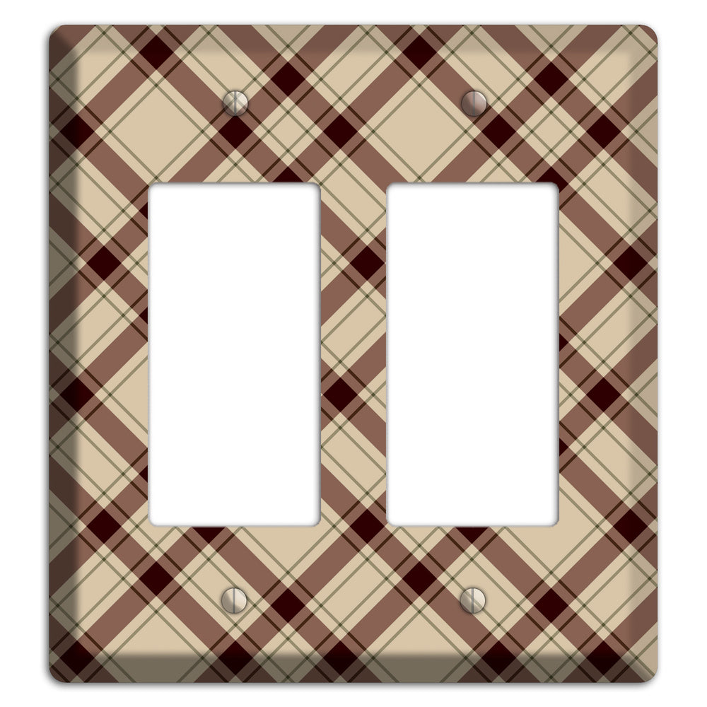 Beige and Brown Plaid 2 Rocker Wallplate