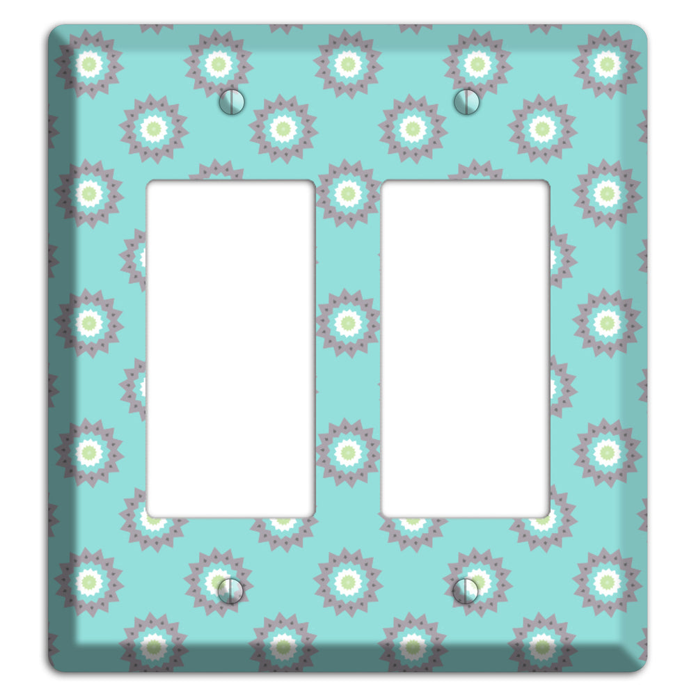 Turquoise with Suzani Dots 2 Rocker Wallplate