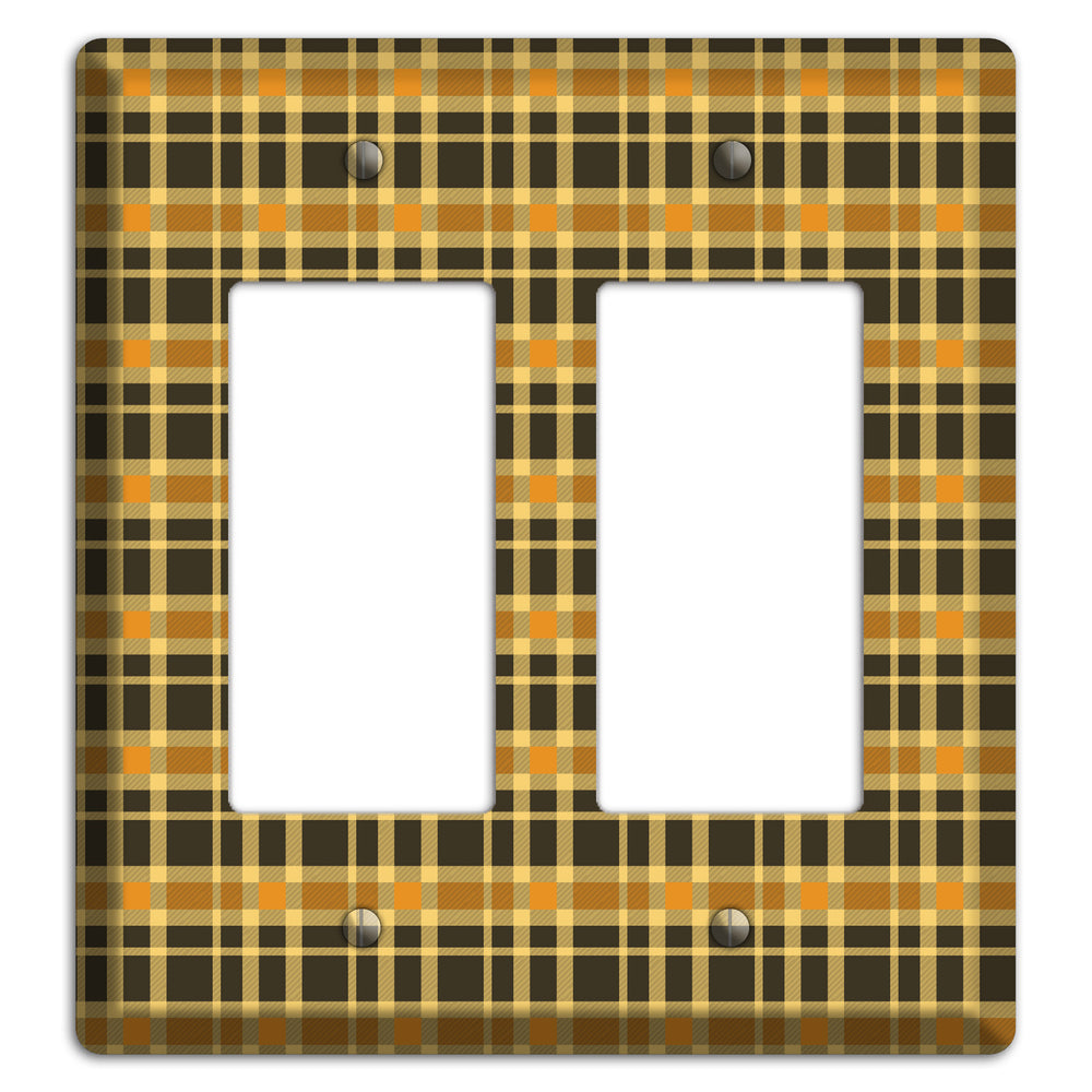 Mustard and Black Plaid 2 Rocker Wallplate