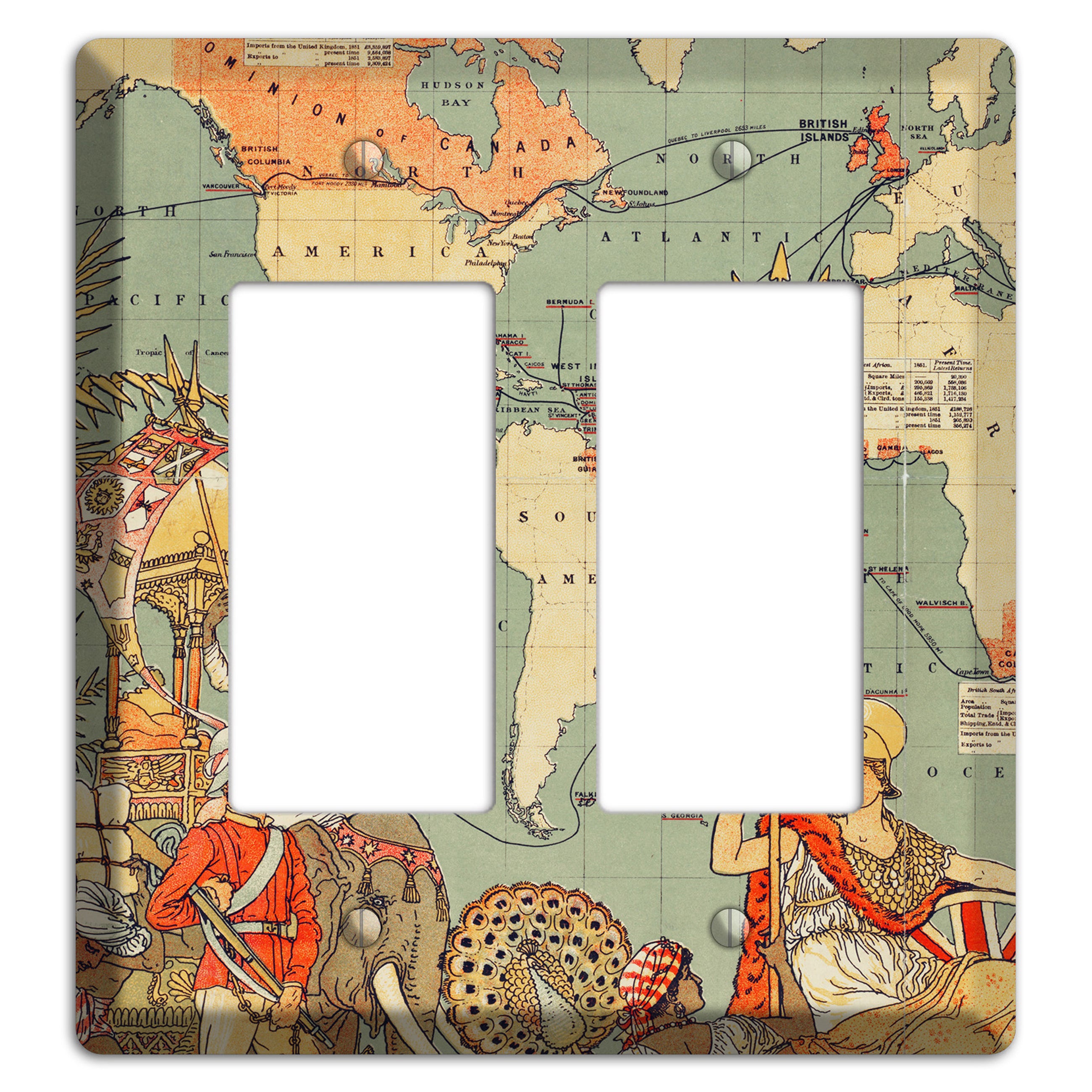 Map of Americas 2 Rocker Wallplate