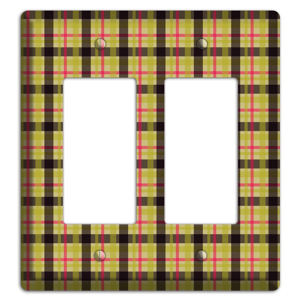 Yellow Black Red Plaid 2 Rocker Wallplate