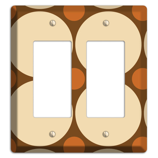 Brown with Beige and Umber Multi Tiled Large Dots 2 Rocker Wallplate