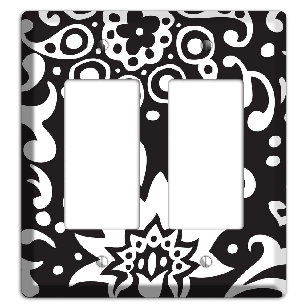 Black with White Boteh 2 Rocker Wallplate