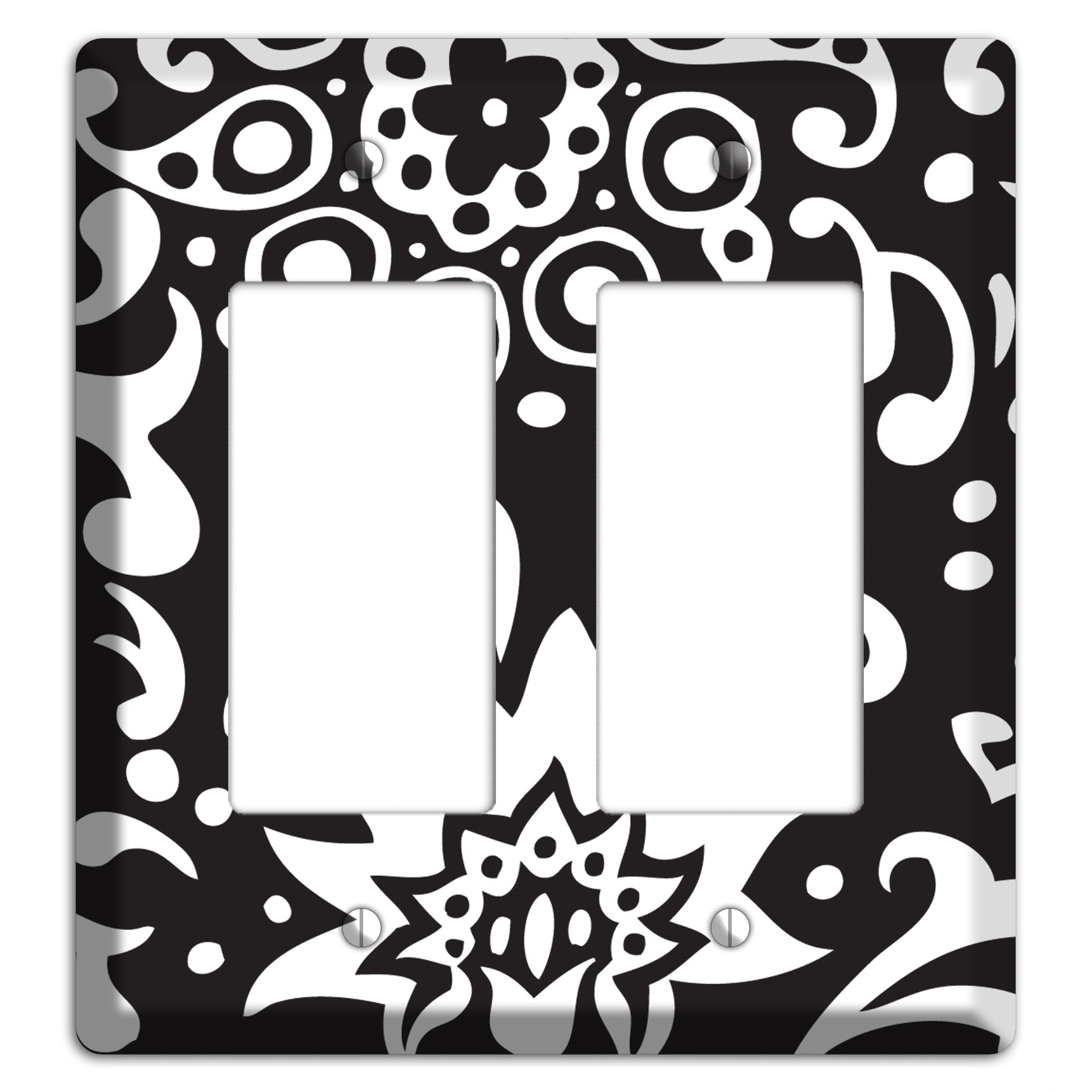 Black with White Boteh 2 Rocker Wallplate