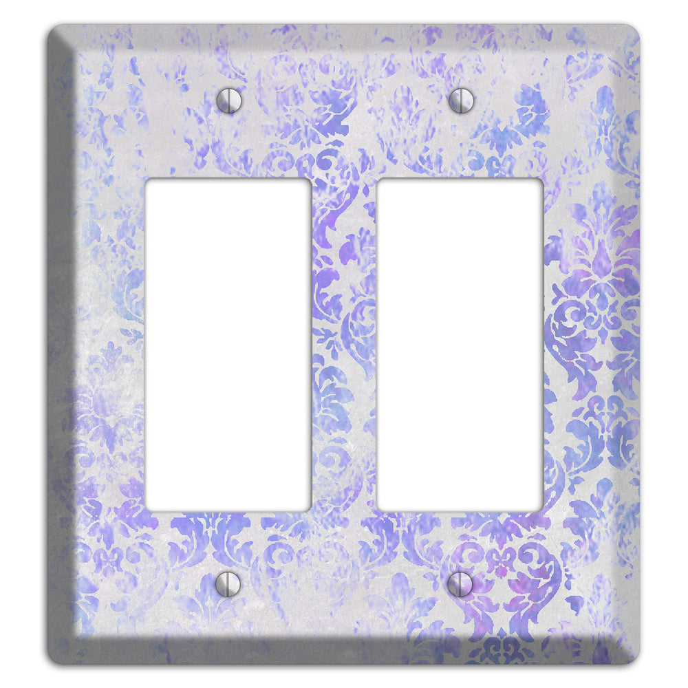Periwinkle Gray Whimsical Damask 2 Rocker Wallplate